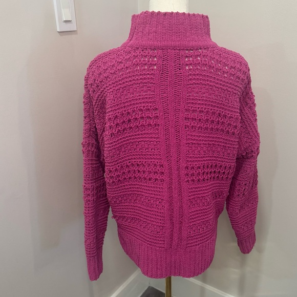 Hot Pink Abercrombie and Fitch Chenille Mock Neck Sweater Medium - Picture 2 of 6